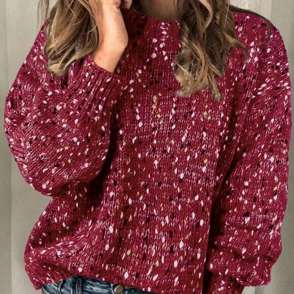 Casual Women's Multicolor Color Blocked Sweater Top - Picture 2 of 8